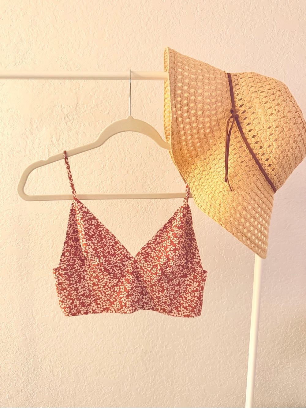 Lulu's Rust Floral Crop Cami Top